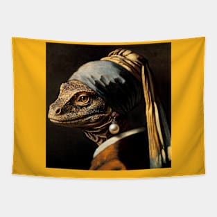 Wildlife Conservation - Pearl Earring Komodo Dragon Meme Tapestry