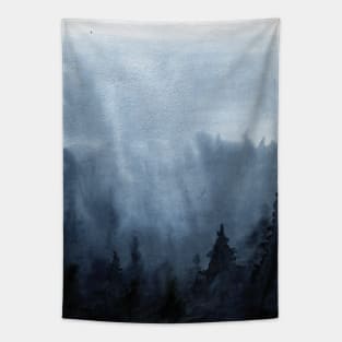 Watercolor landscape sky clouds Tapestry