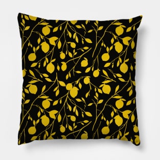 Yellow Lemons Botanical Pattern Fresh Citrus Pillow