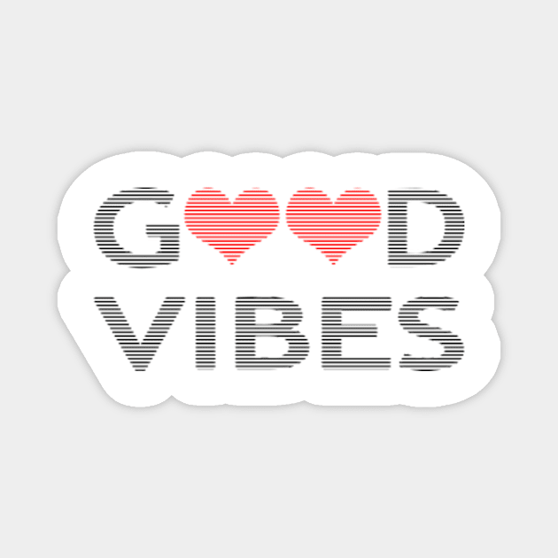 Good vibes - heart - black and red. Magnet by kerens