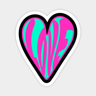 Hippie Style Love Heart, Pink and Turquoise Magnet