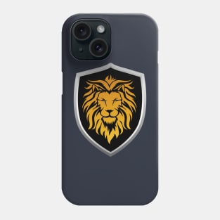 Gold Lion on Black Shield Phone Case