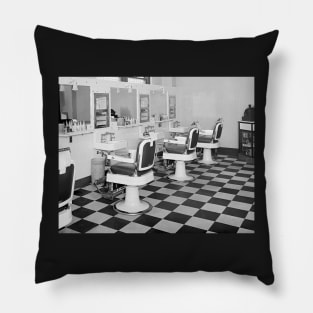 Executive Barber Shop, 1935. Vintage Photo Pillow