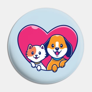 Cute Dog And Cute Cat Cartoon (3) Pin