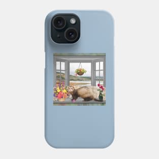 Summer Holiday Cute Ferret with flowers Art Phone Case