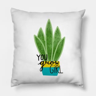 You Grow Girl Plant Pillow