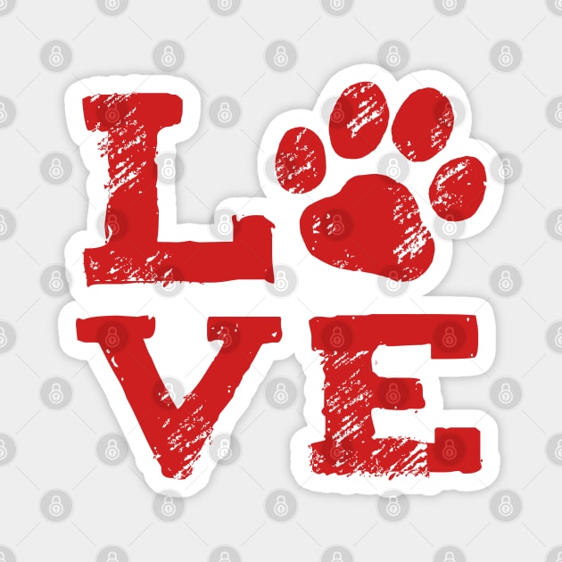 LOVE with Dog Paw Print Magnet by Coffee Squirrel