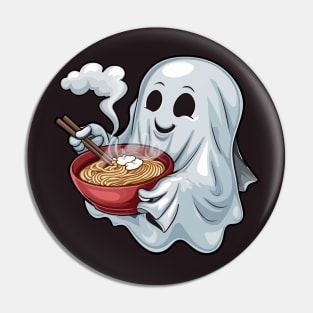 Cute ghost offering ramen noodles Pin