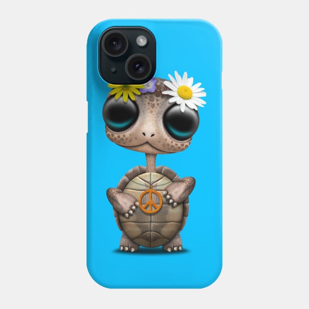 Cute Baby Turtle Hippie Phone Case by jeffbartels