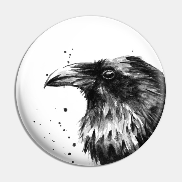 Raven Watercolor Raven Watercolor Pin Teepublic