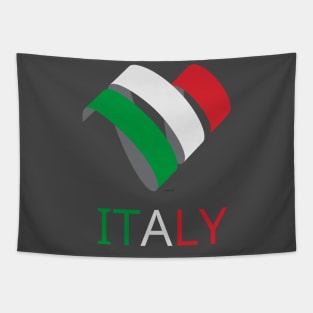 In this picture we see the flag of Italy in an unusual form. And also the name of the state is made in the colors of the flag itself. Tapestry