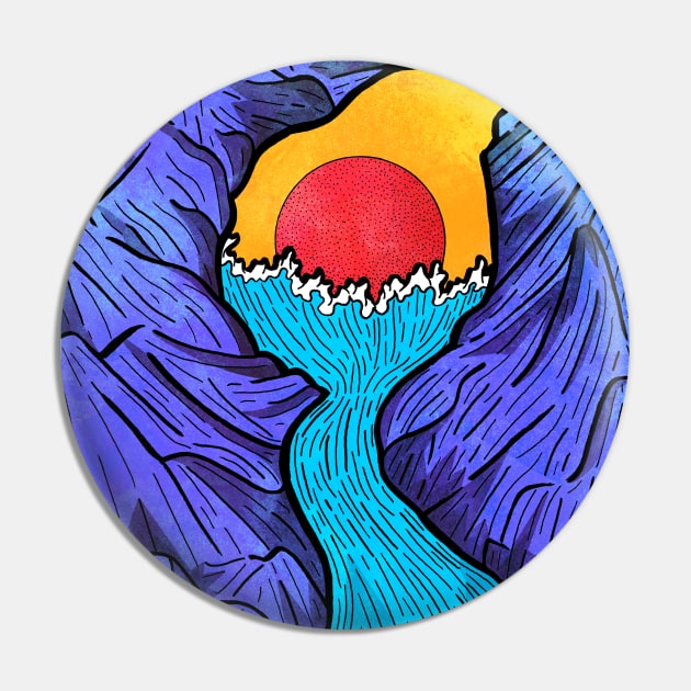 River Sea Cave Pin by Swadeillustrations