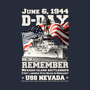 D-Day Landing - Remember USS Nevada BB-36 Veterans T-Shirt