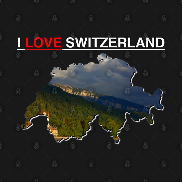 I Love Switzerland Interlaken Lake Castle by PathblazerStudios