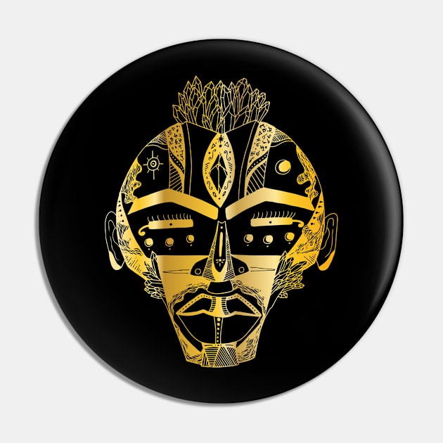 Gold African Mask 4 Pin by kenallouis