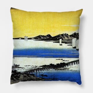 View of a long bridge across a lake Pillow