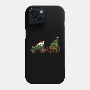 Funny farming tractor graphic Christmas tree farmer Xmas lights gift Phone Case