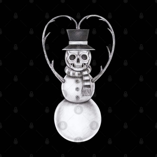 Snowman action love symbol drawing christmas skeleton. by Jiewsurreal