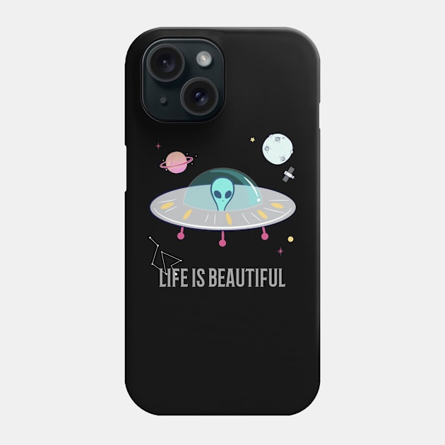 Life Is Beautiful Cool T-shirt Design Phone Case by Awe Cosmos Store