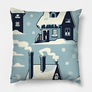 Winter Houses Pattern Pillow