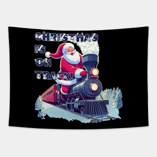 Santa On a Train Tapestry