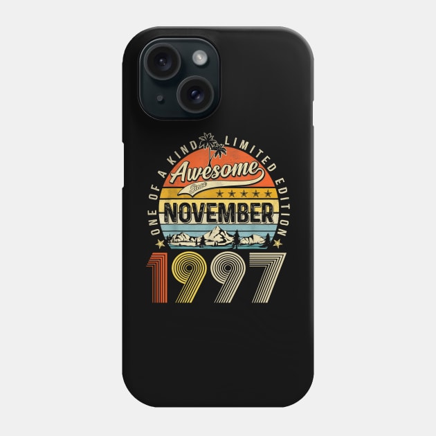 Awesome Since November 1997 Vintage 26th Birthday Phone Case by cogemma.art