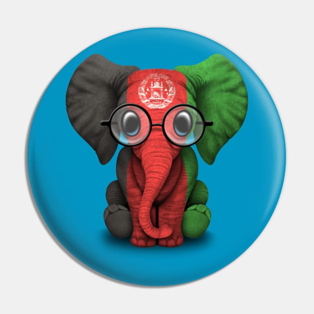 Baby Elephant with Glasses and Afghan Flag Pin by jeffbartels