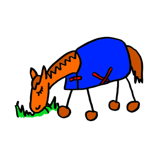 Cartoon Horse in Rug Grazing T-Shirt