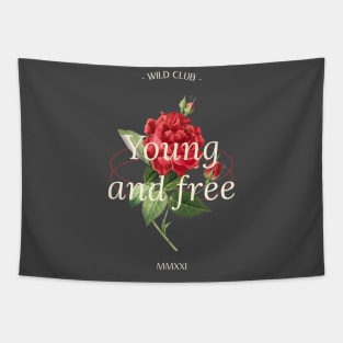 Young And Free Rose Floral Tapestry