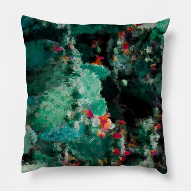 Painted cactus flowers pattern oil painting Pillow by DigitPaint