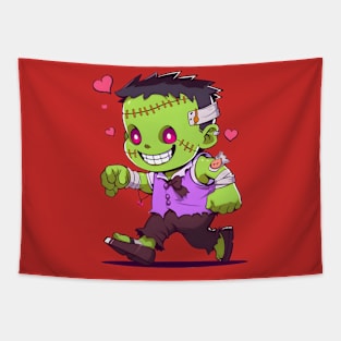 Frankenstein T-shirt Designs for Halloween Tapestry