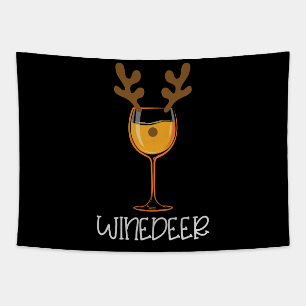 Winedeer funny Wine Lover Christmas gift Tapestry by BadDesignCo