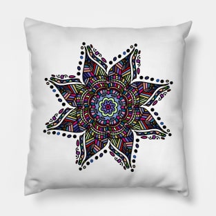 Rainbow Mandala flower graphic design pattern Pillow