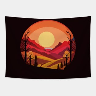 Mystical Forest Sunset: A Captivating Painting of Nature's Magic Tapestry