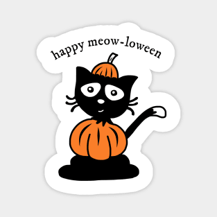 Happy Meow-loween Black Cat Halloween Pumpkin Costume Magnet