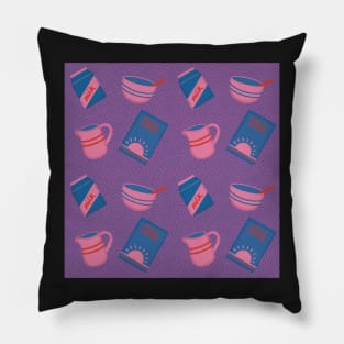 Breakfast cereal pattern on purple Pillow