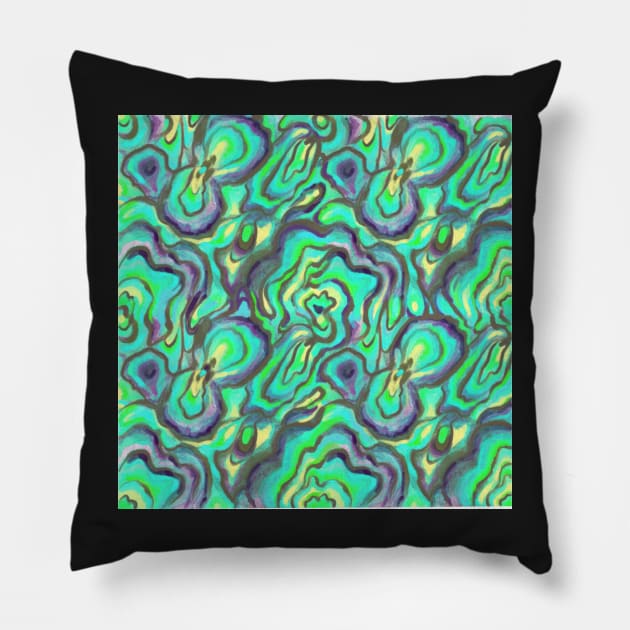 Abalone Art Hand Drawn Print Design Pillow by JamieWetzel