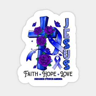 Osteogenesis Imperfecta Awareness - Jesus Cross ribbon Faith Magnet