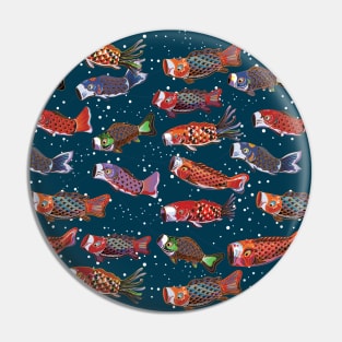 Japanese fish flag art Pin