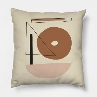 Warm Toned Boho Abstract Shapes line Art Design Pillow