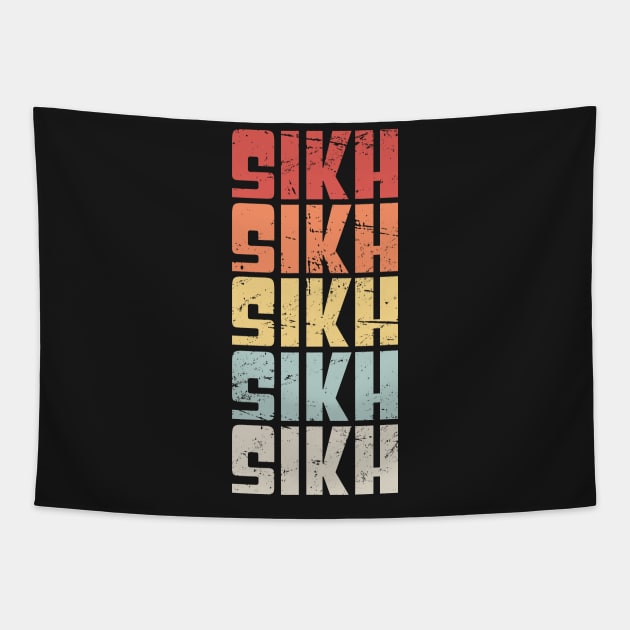 Retro 70s SIKH Text Tapestry by MeatMan