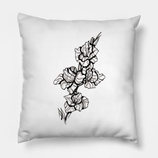 Gladiolus Ink Flower Pillow