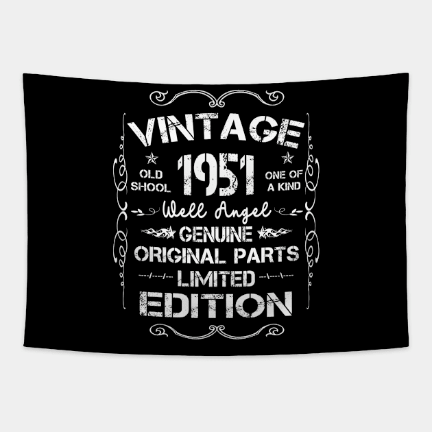 Vintage Made In 1951 Retro Classic 70th Birthday Decorations Tapestry by peskybeater