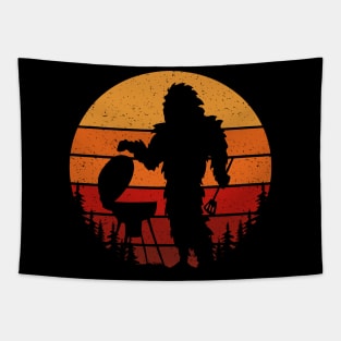 Retro Bigfoot Cooking Tapestry