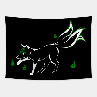 Kitsune (white and green) Tapestry