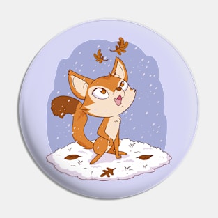 A Cute Cartoon Fox's Winter Adventure Pin