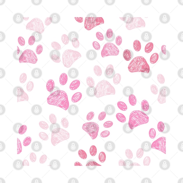 Pink doodle paw prints by GULSENGUNEL