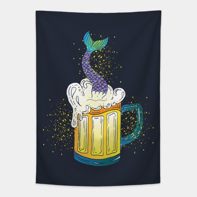 Beer with mermaid inside Tapestry by annaazart