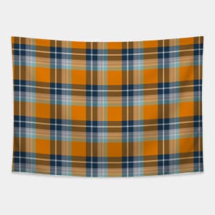 Orange and Blue Tartan Plaid Pattern Tapestry