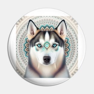 Fractal Design of A Siberian Husky Pin